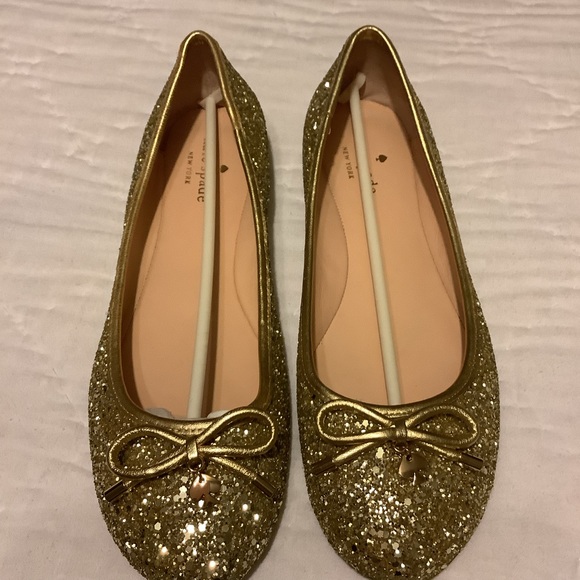 Kate Spade NewYork Gold Glitter Ballet Flats - Picture 2 of 7
